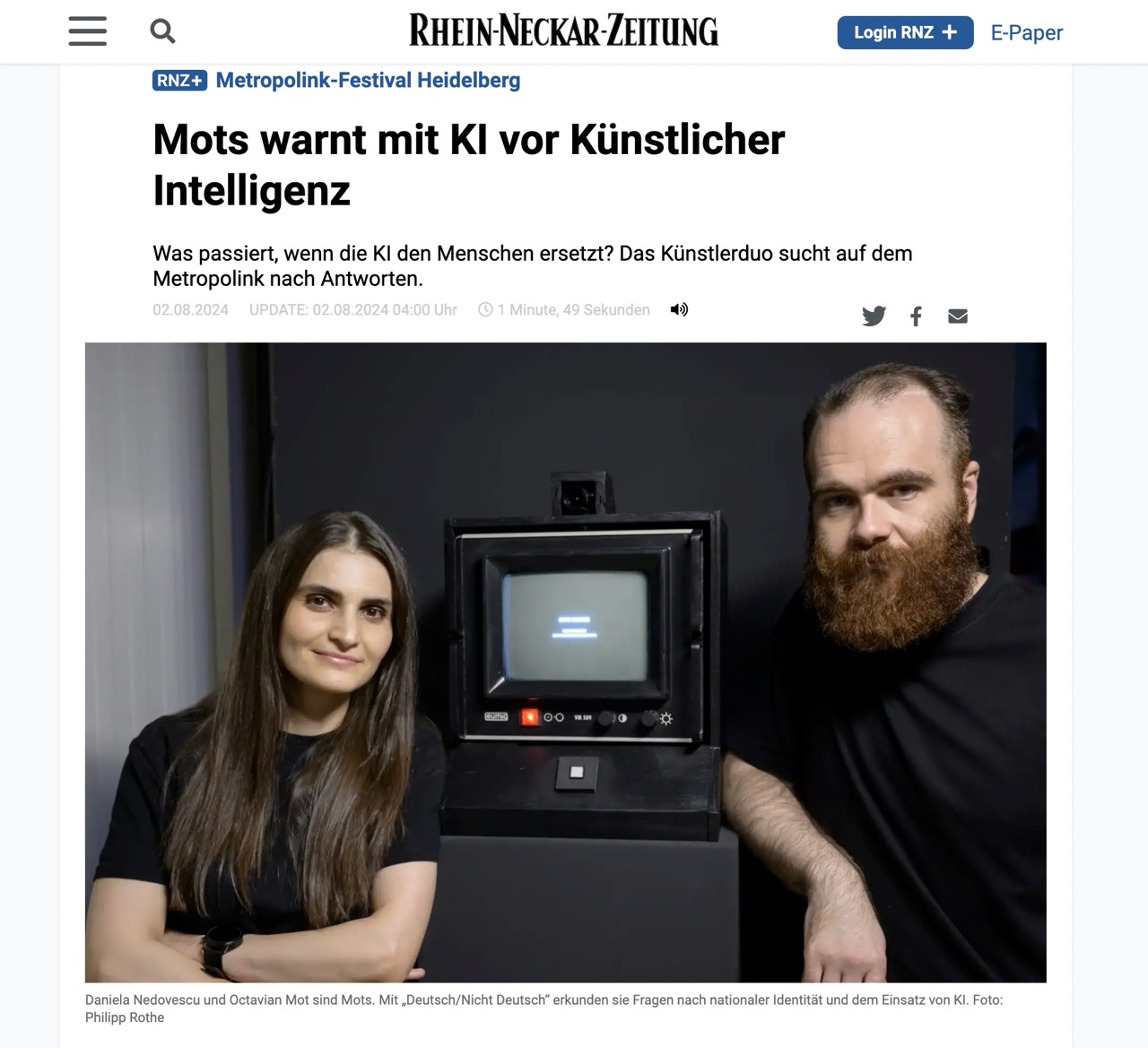 About Deutsch / Nicht Deutsch in Rhein Neckar Zeitung