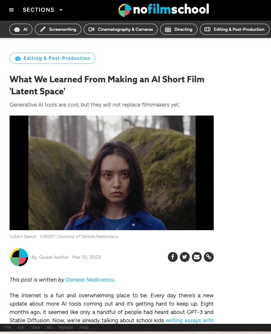 Behind the making of Latent Space featured on No Film School